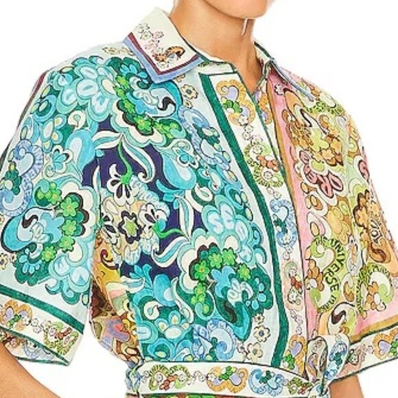 Alemais Dreamer Mini Dress Size 2 NWT Rare Belted Shirt Dress - Picture 3 of 3